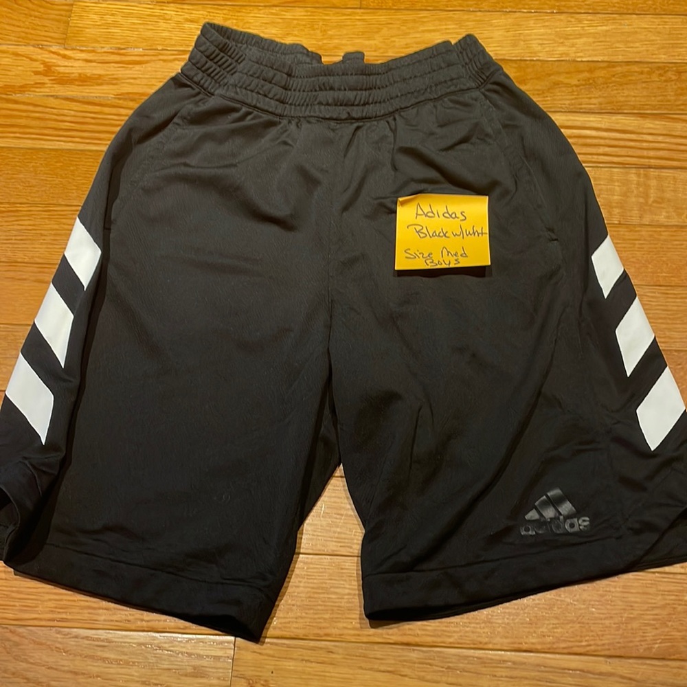 Adidas boys black and white shorts size medium